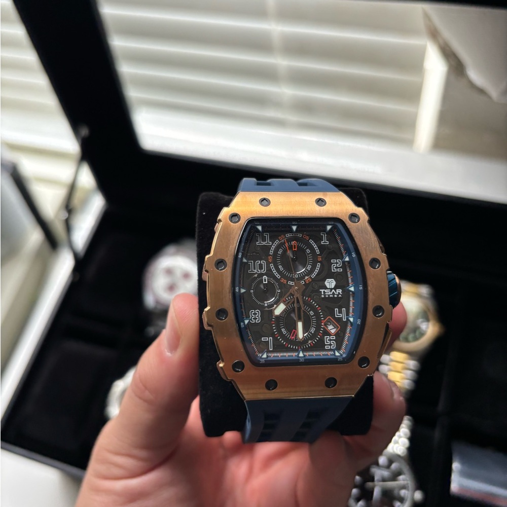 Men's Blue and Gold Watch